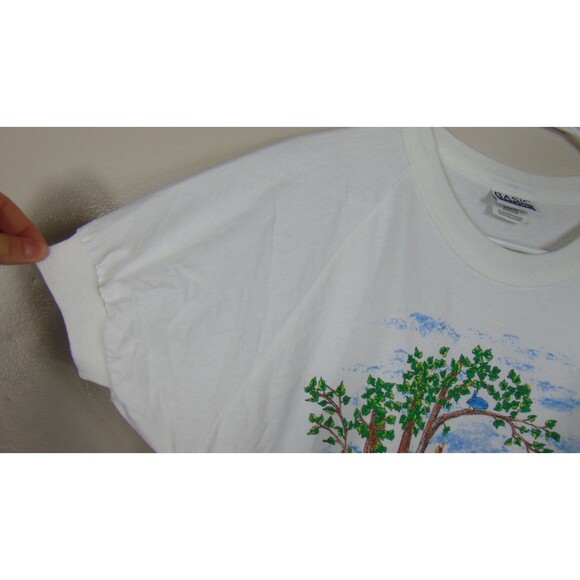 VTG 90's Basic Editions Graphic T-shirt White Mailbox Grandmacore Cottagecore M - Picture 4 of 9
